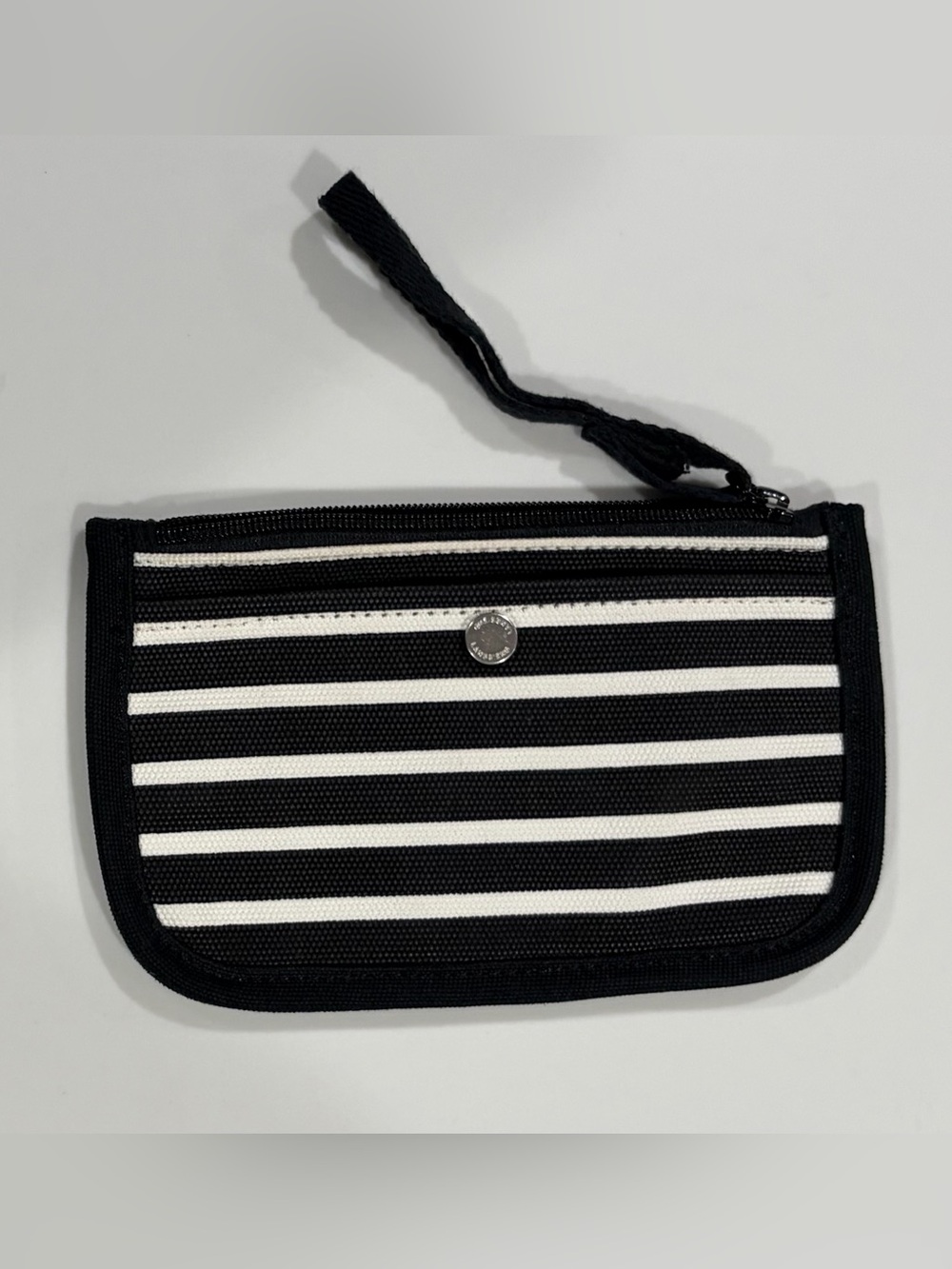 Lands' End Black and White Striped Wristlet or Travel Pouch